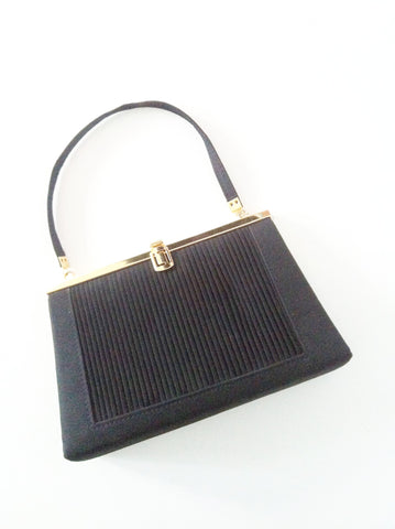 Black pleated evening bag   SOLD