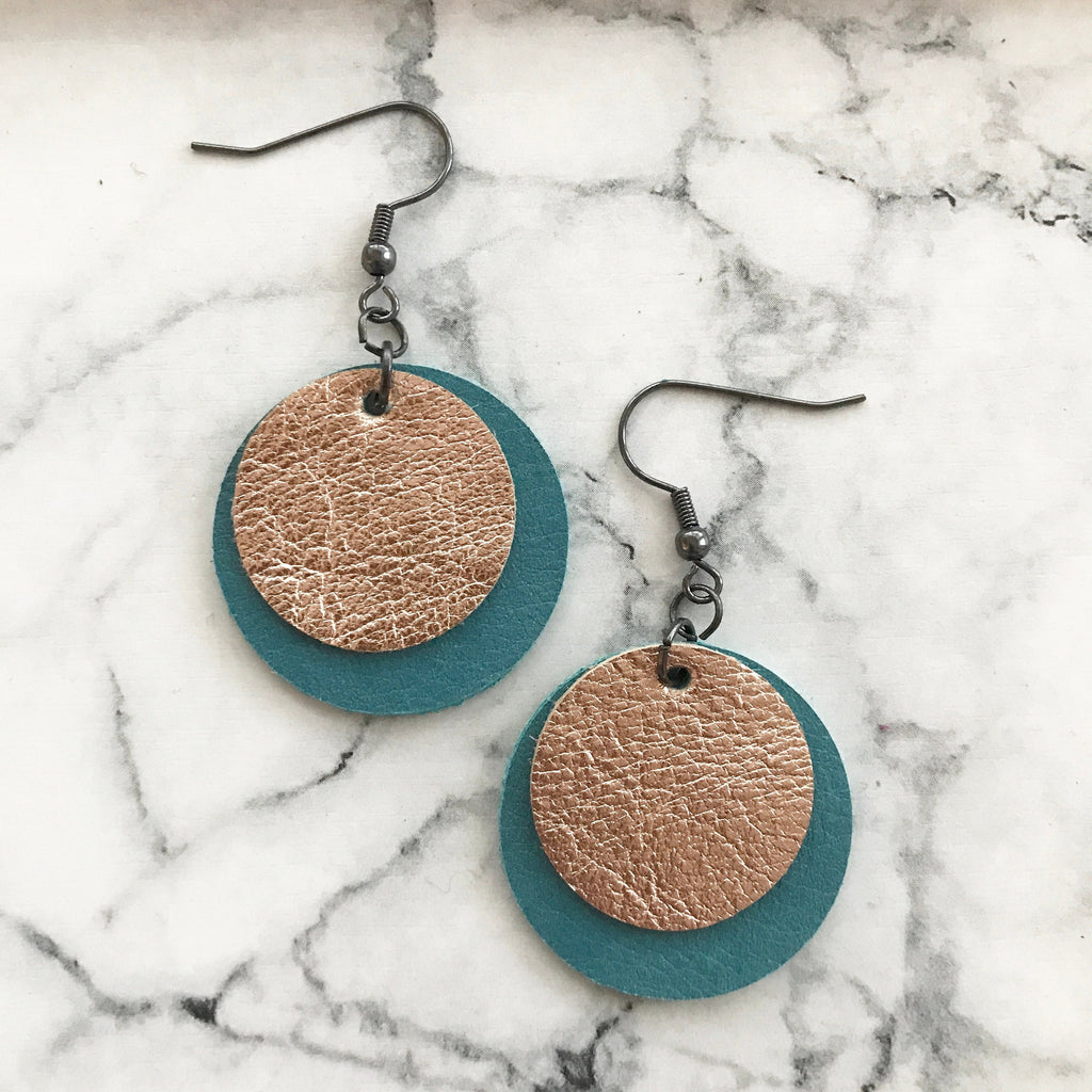 Turquoise clearance leather earrings